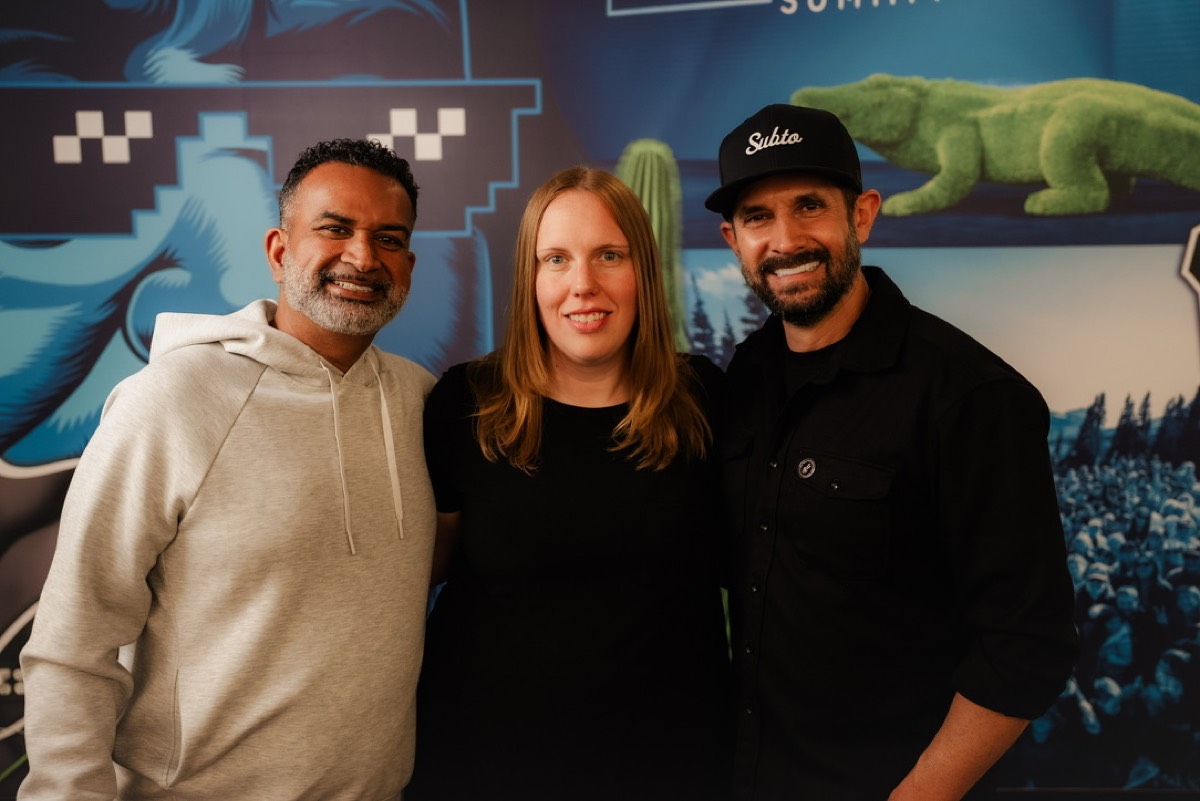 Brittany Fields at the SubTo Summit with Pace Morby and a fellow investor
